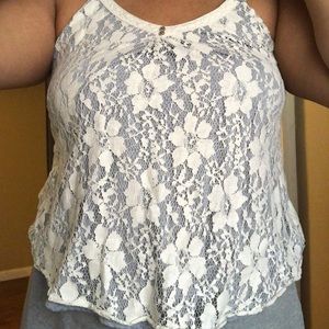 Tank Top with Floral Lace Overlay
